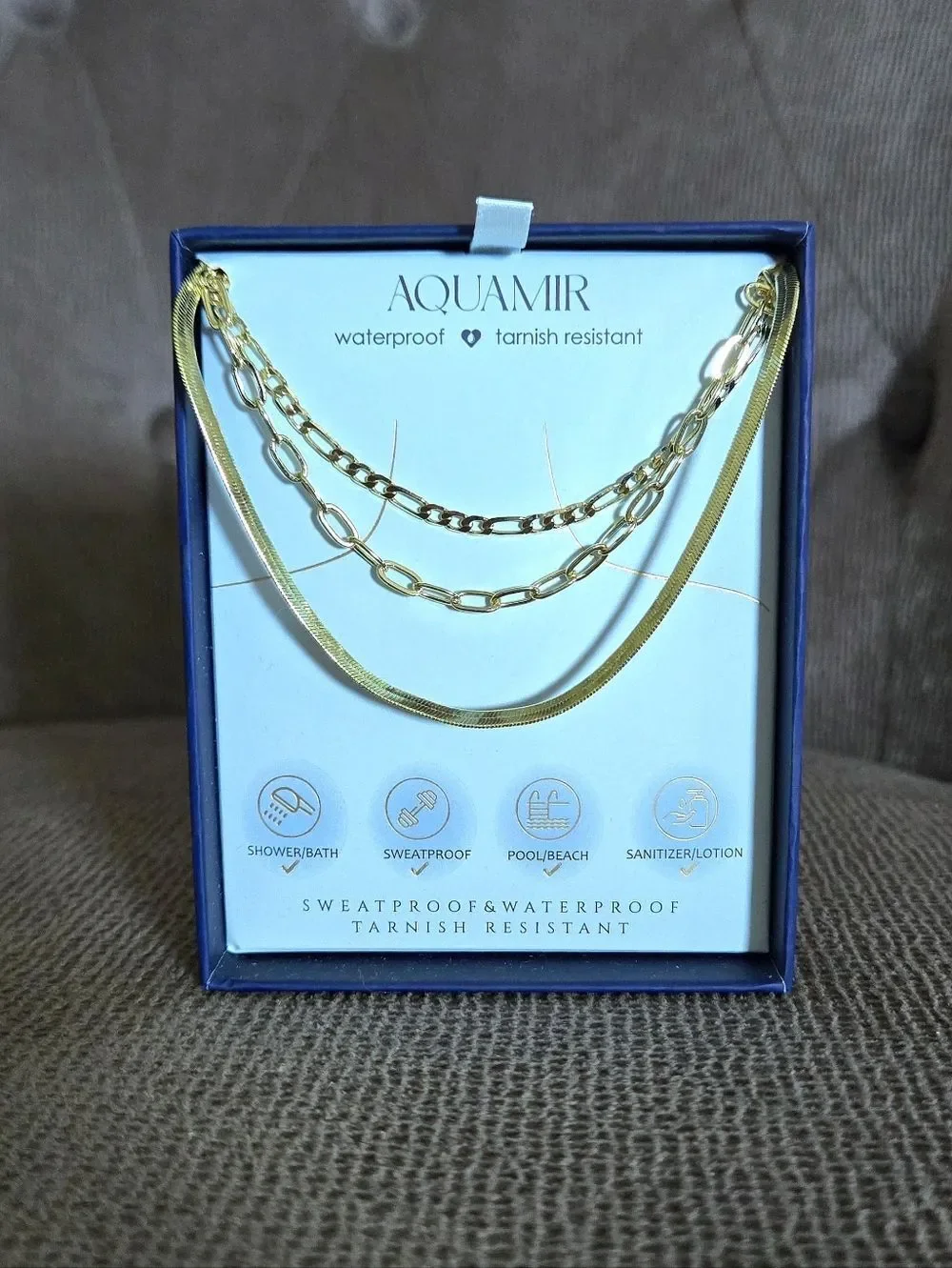 Aquamir Set of Three3️⃣ Gold💛 Waterproof Necklaces - NIB